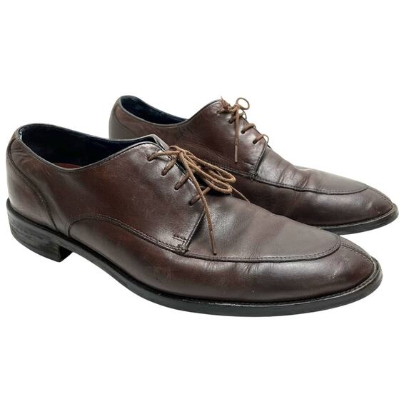 Cole Haan Grand OS Mens Dark Brown Genuine Leather Oxford Dress Shoes sz 11 - Picture 1 of 16